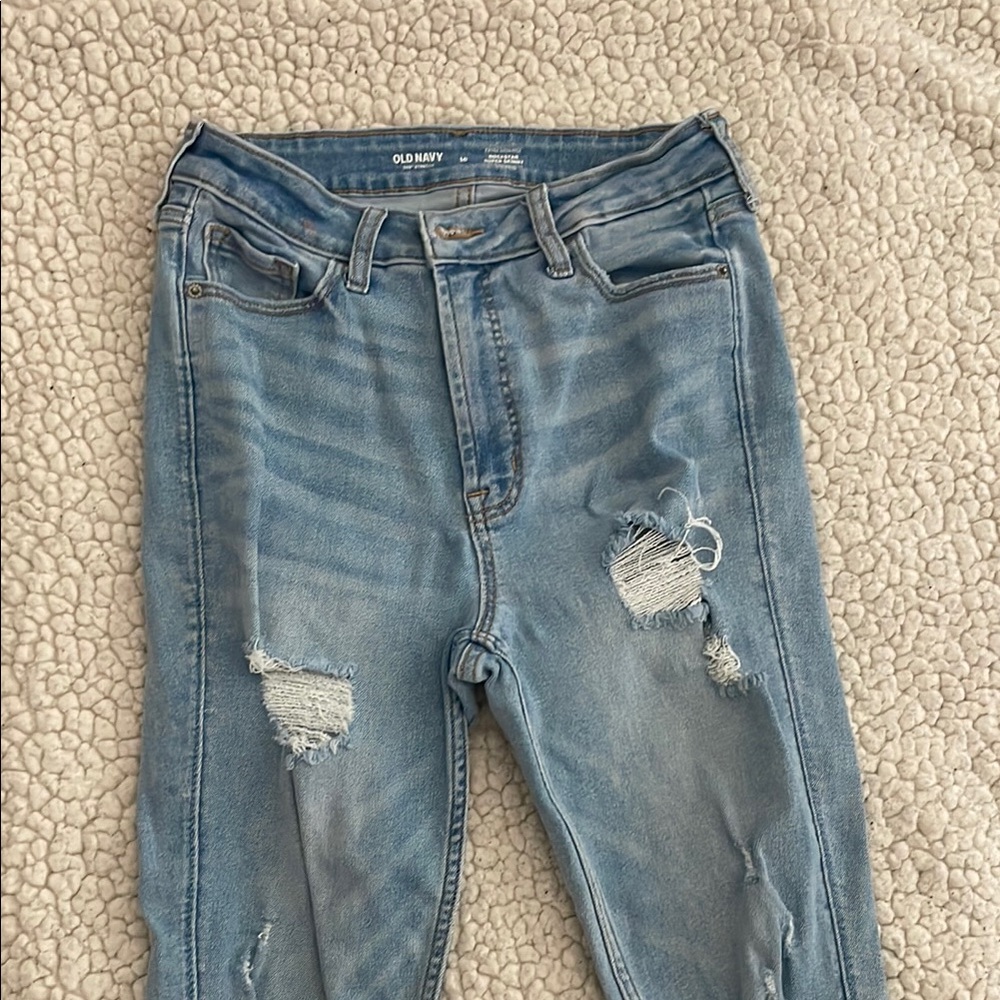 Old Navy Blue Skinny Jeans Distressed Style